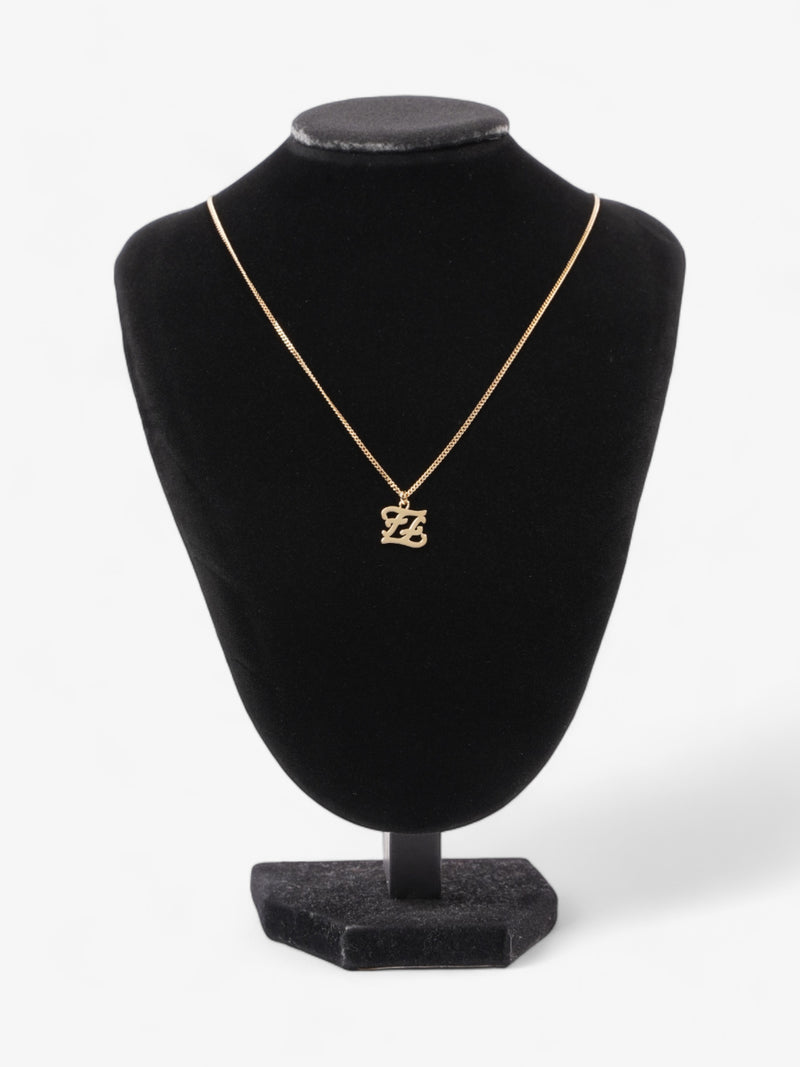  FF Karligraphy Pendant Necklace Gold Base Metal