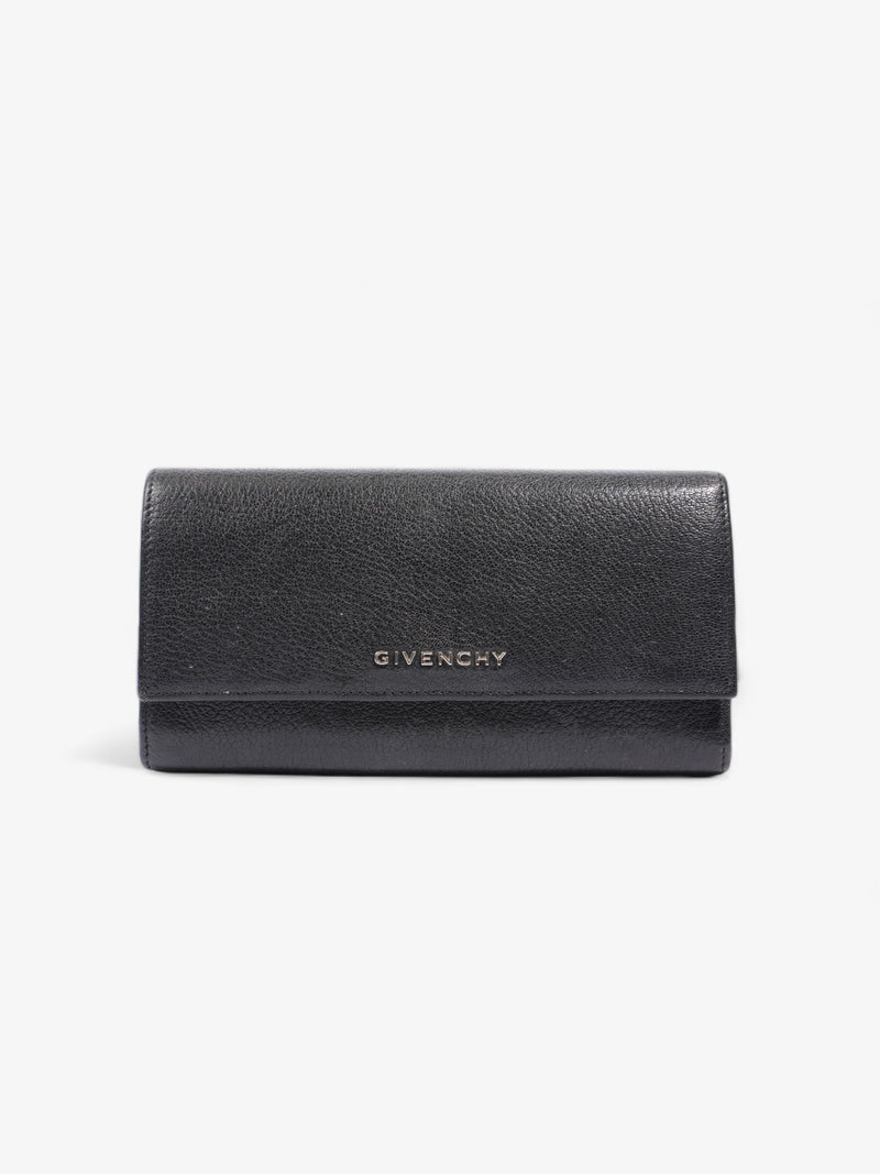  Long Flap Wallet Black Leather