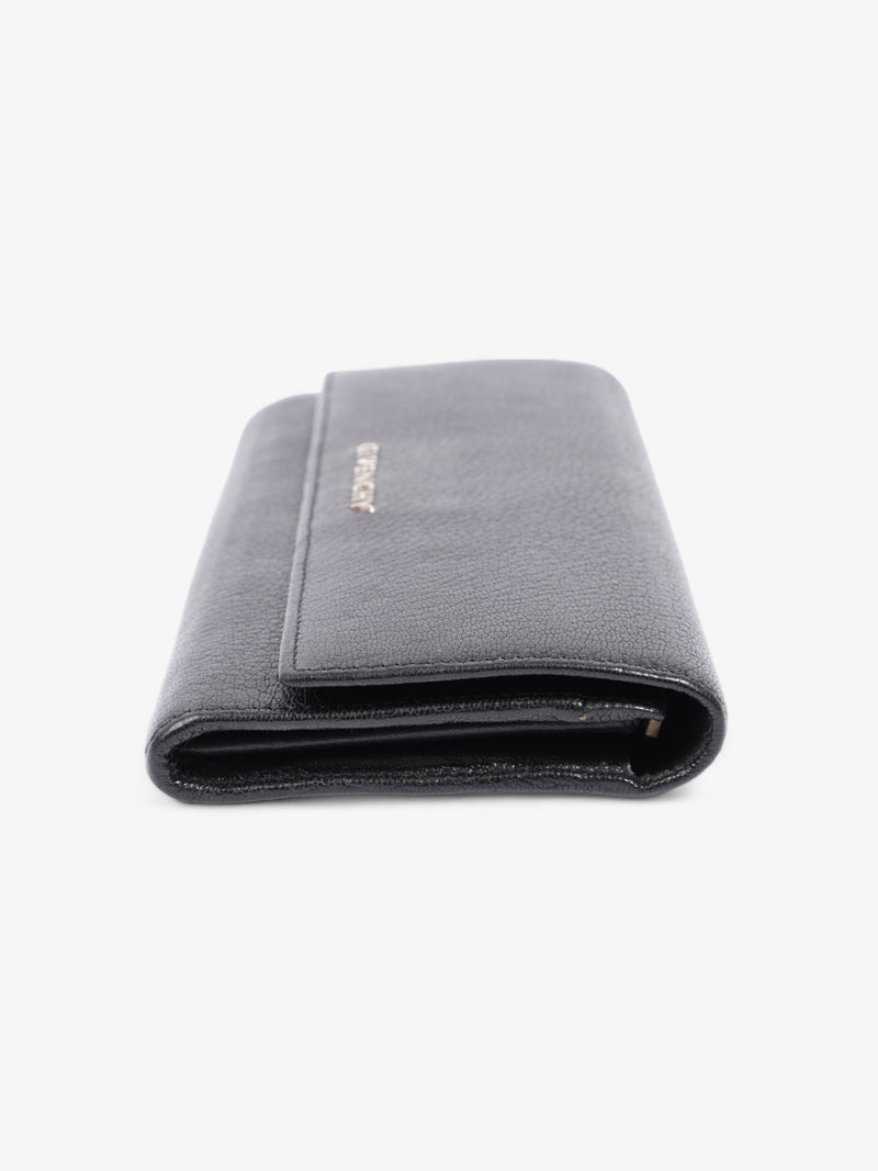  Long Flap Wallet Black Leather