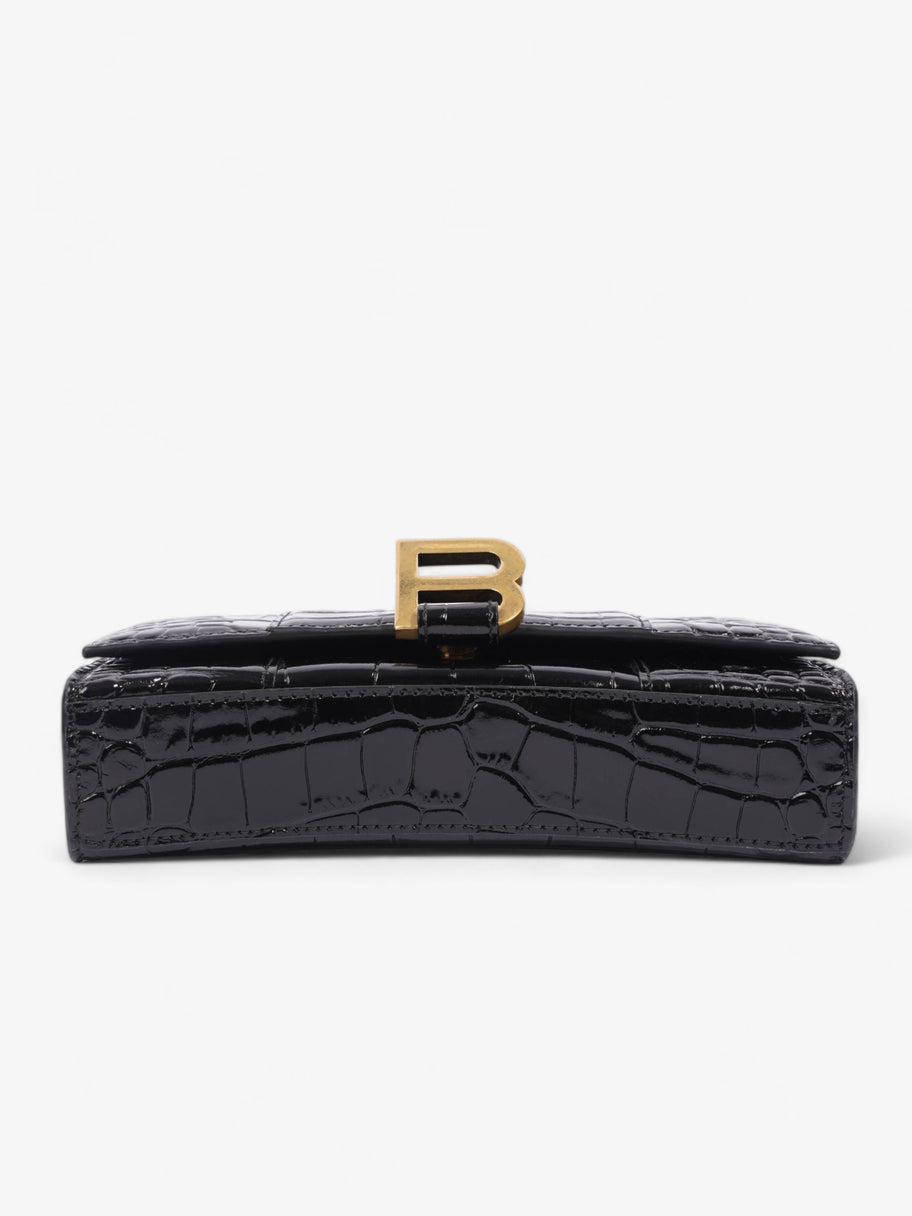 Hourglass Wallet On Chain Black Embossed Leather Image 7