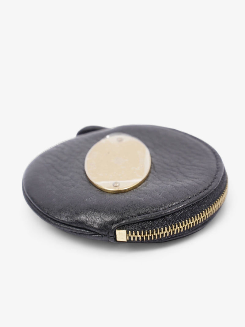  Coin Purse Black Grained Leather Mini