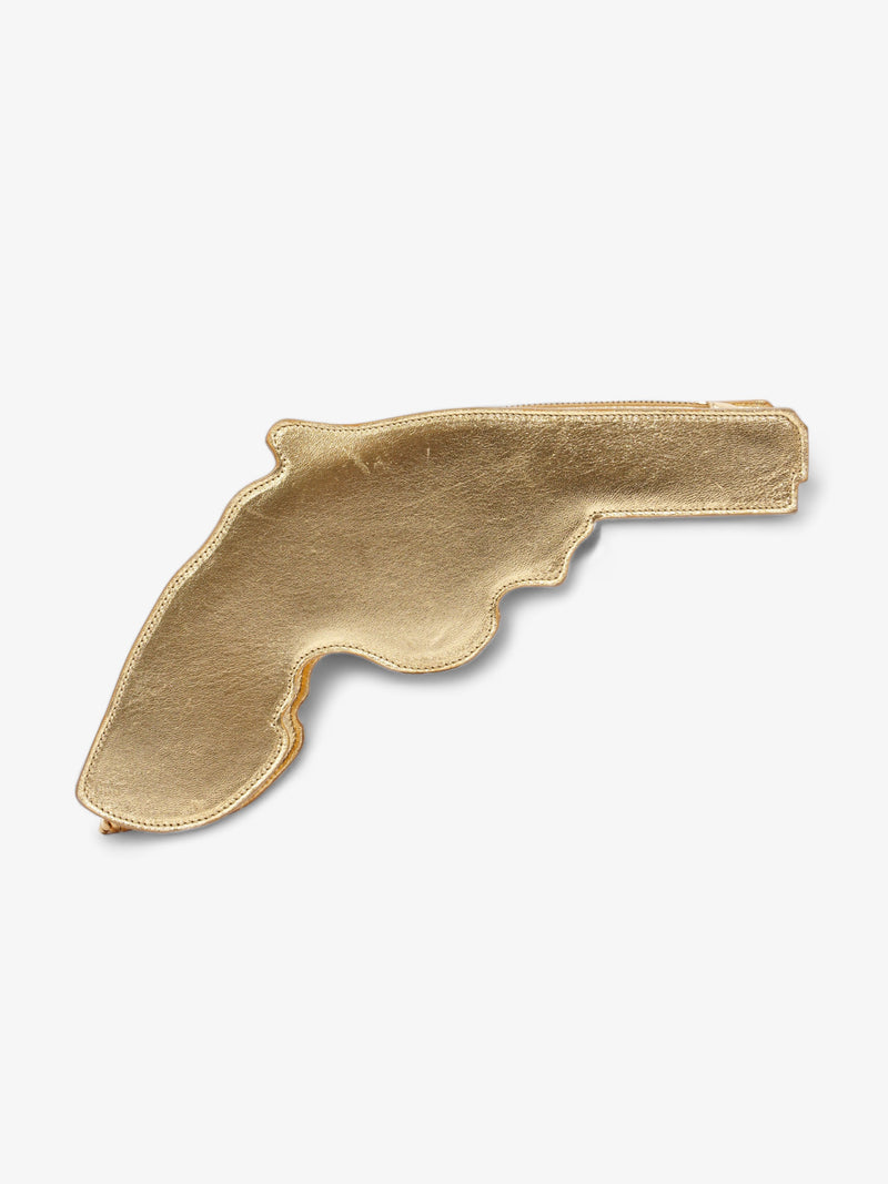  Pistol Clutch Gold Leather