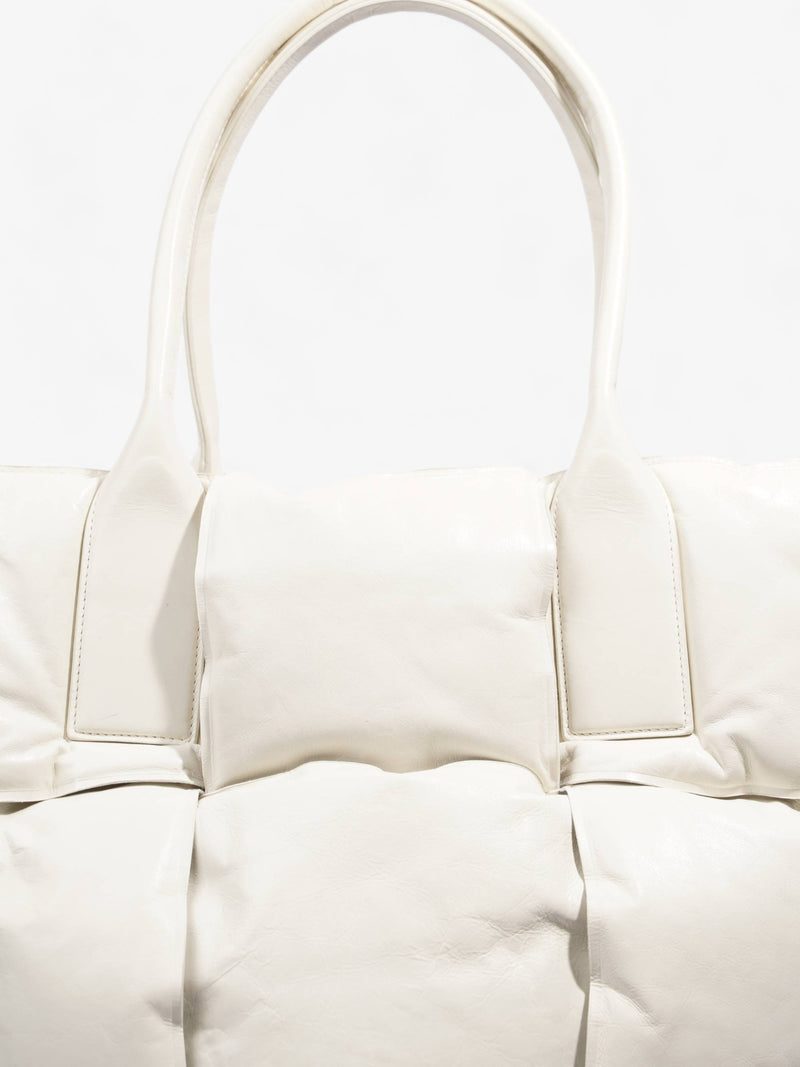  Padded Maxi Intrecciato XL Tote White Calfskin Leather XL