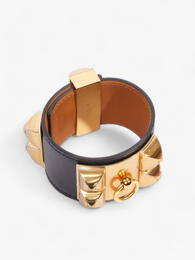  Collier de Chien bracelet Black Goatskin Leather Small