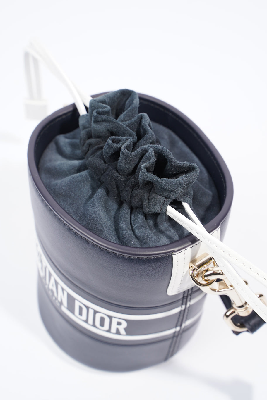 Micro Bucket Navy Calfskin Leather Image 12