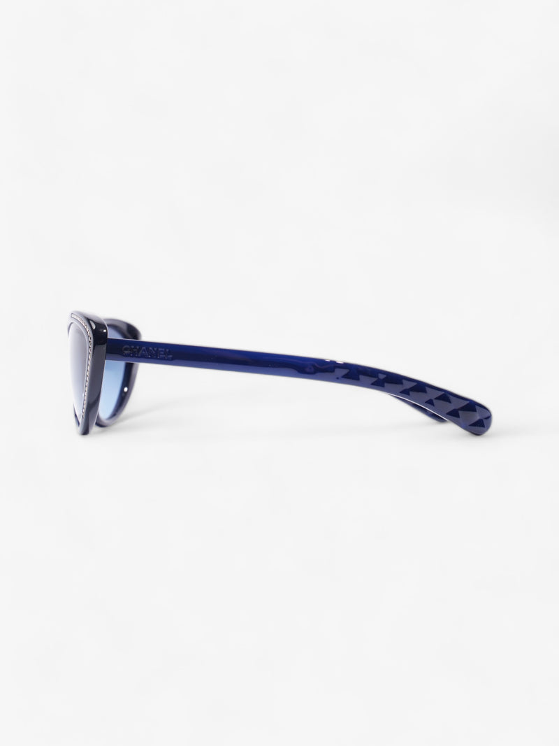  Chain Detail Cat Eye Sunglasses Navy Acetate 140mm