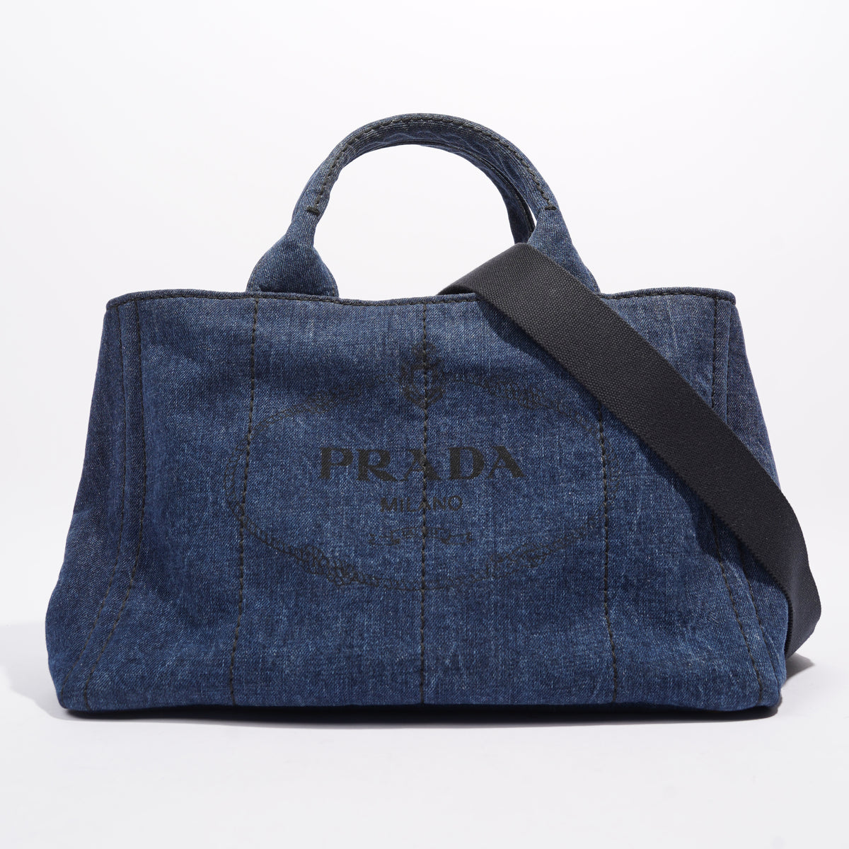 Prada denim tote outlet bag