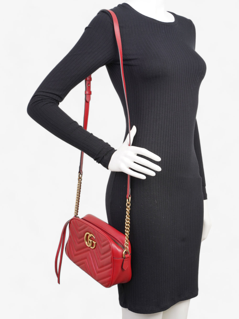 GG Marmont Zip Red Matelasse Leather Small Image 2