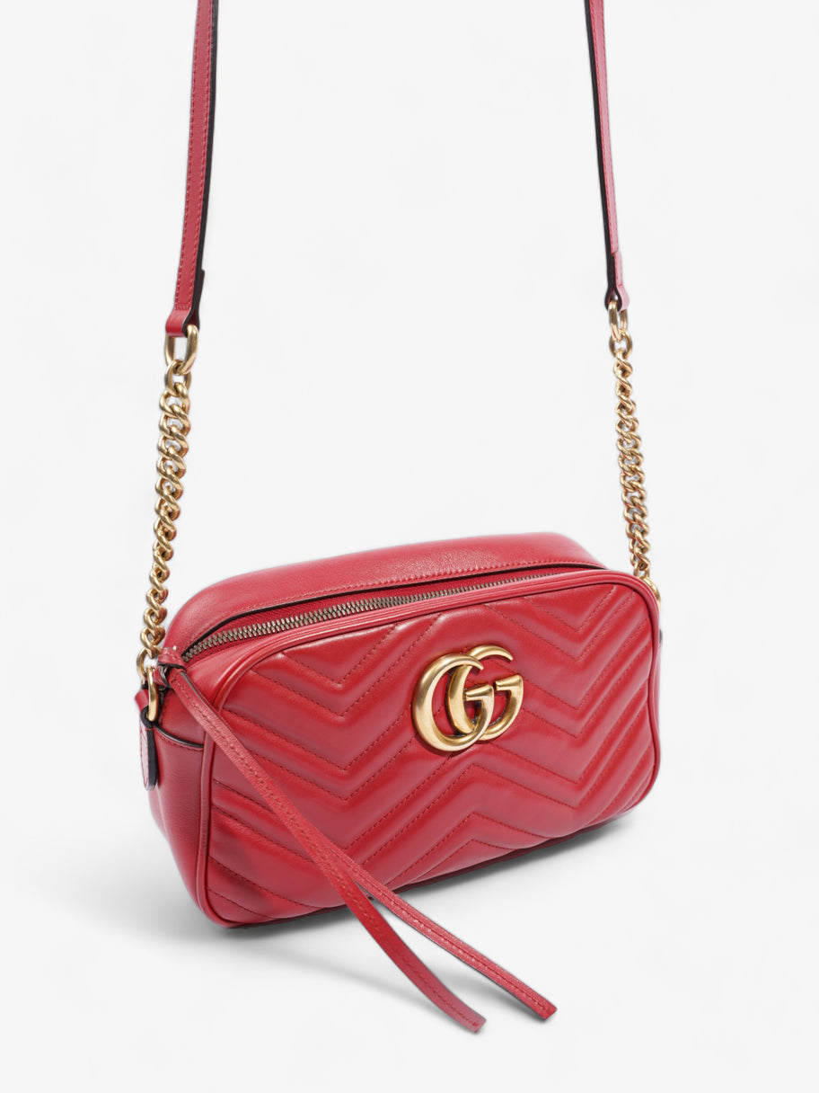 GG Marmont Zip Red Matelasse Leather Small Image 11