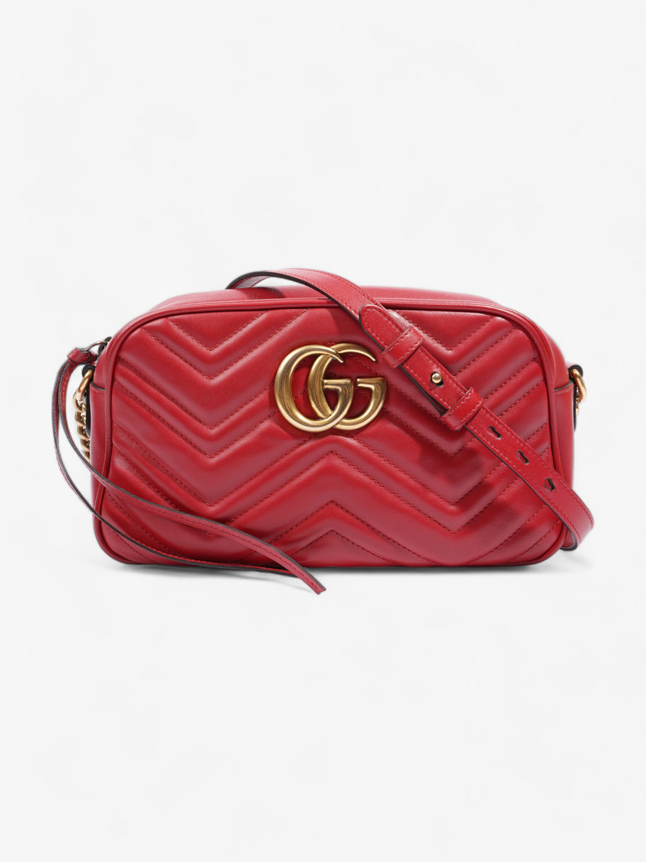 GG Marmont Zip Red Matelasse Leather Small Image 1