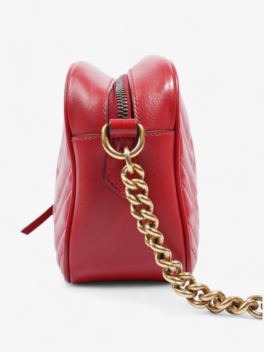 GG Marmont Zip Red Matelasse Leather Small Image 4