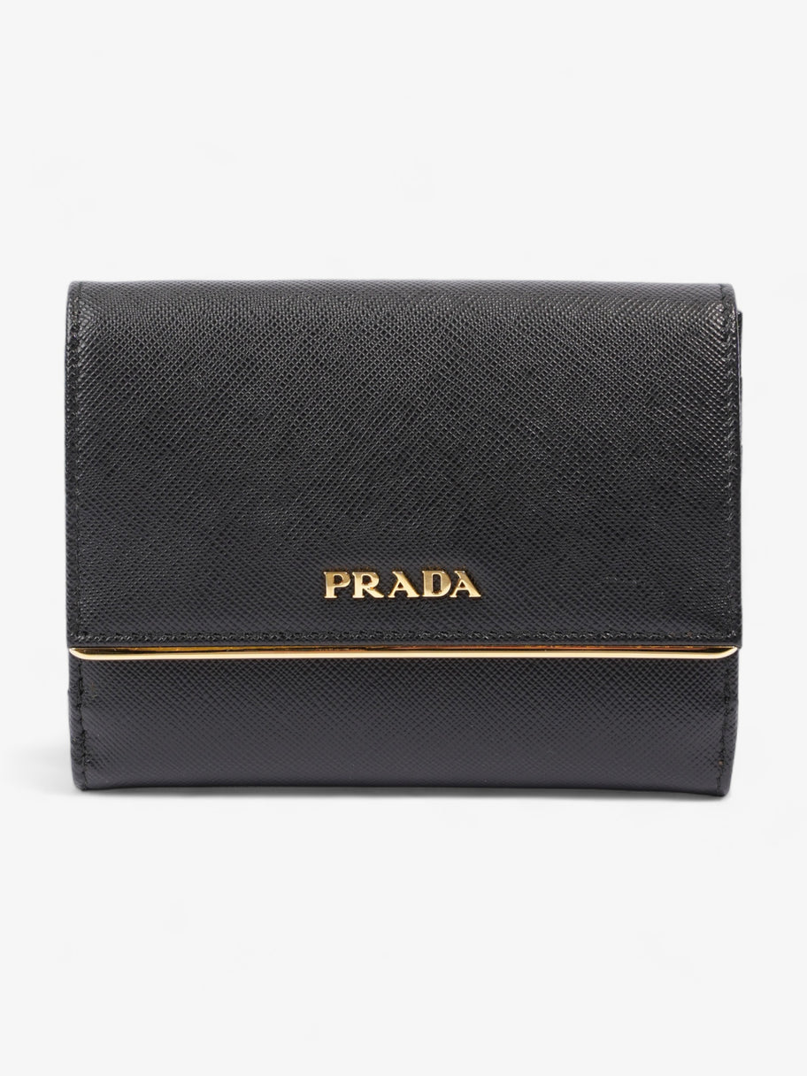 Compact Wallet Black Saffiano Leather Image 1