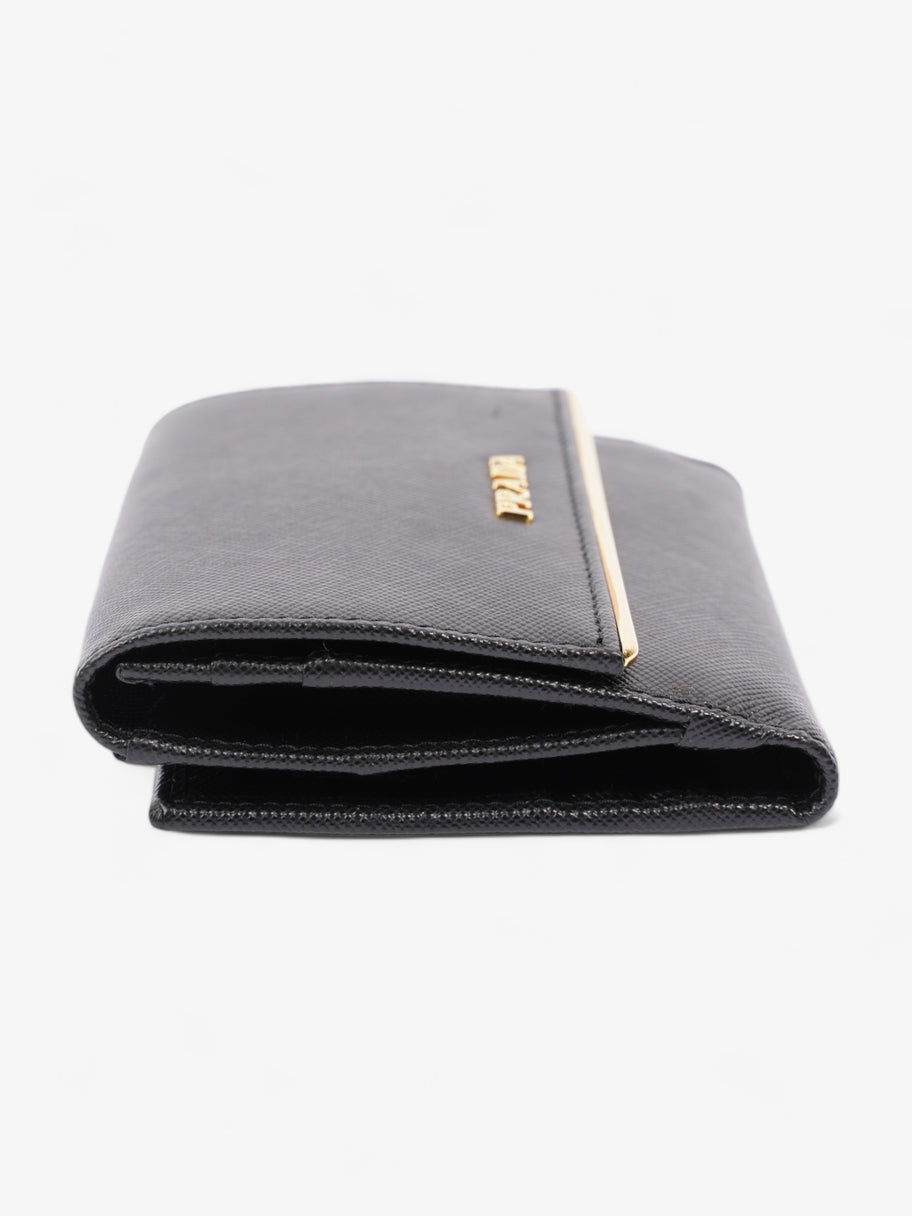 Compact Wallet Black Saffiano Leather Image 4