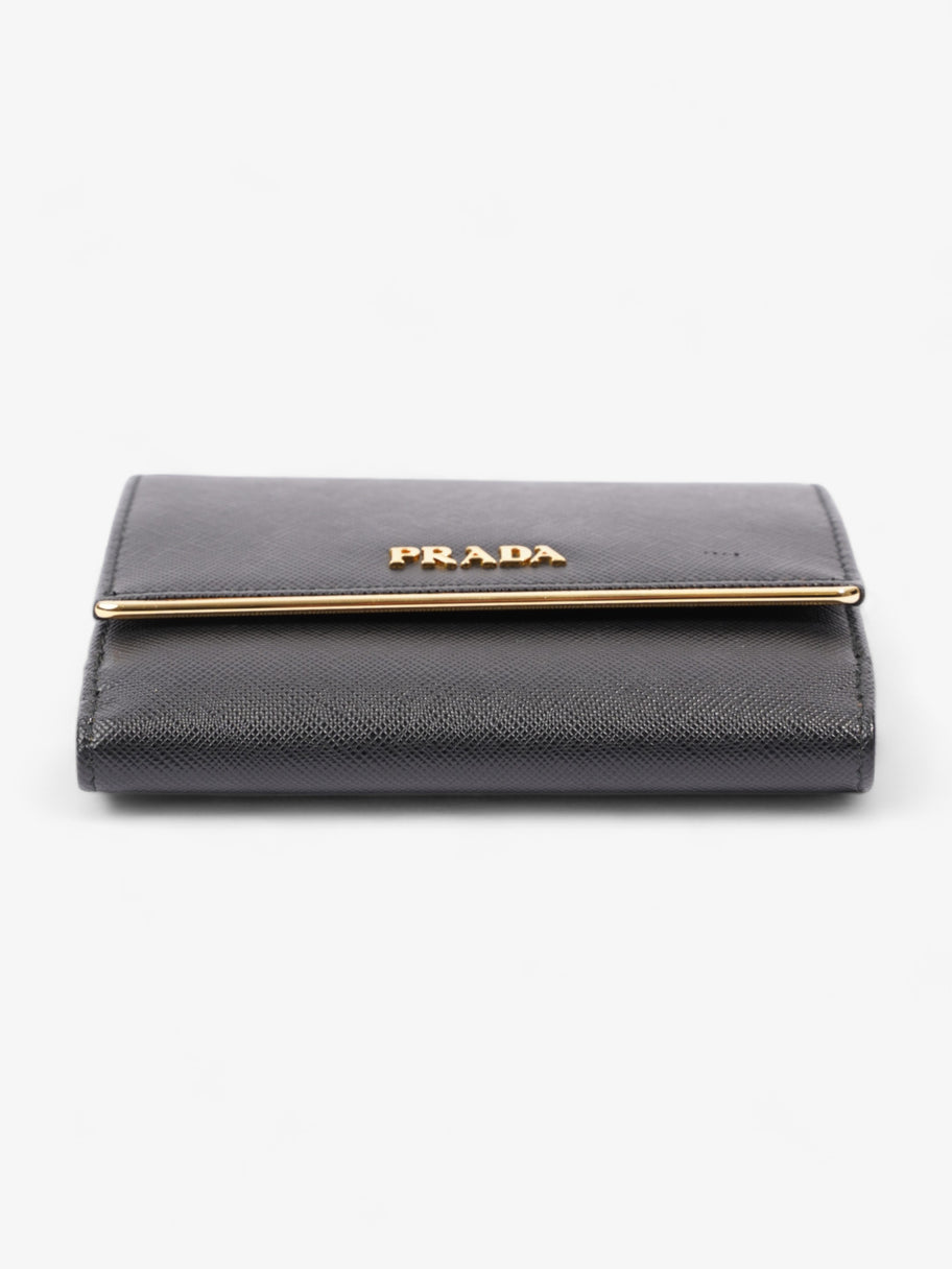 Compact Wallet Black Saffiano Leather Image 5
