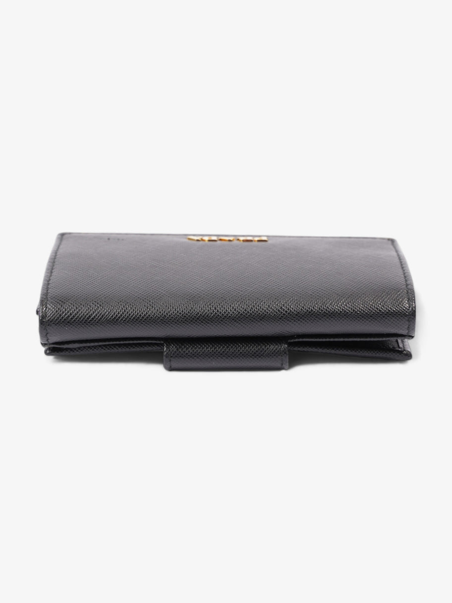 Compact Wallet Black Saffiano Leather Image 6