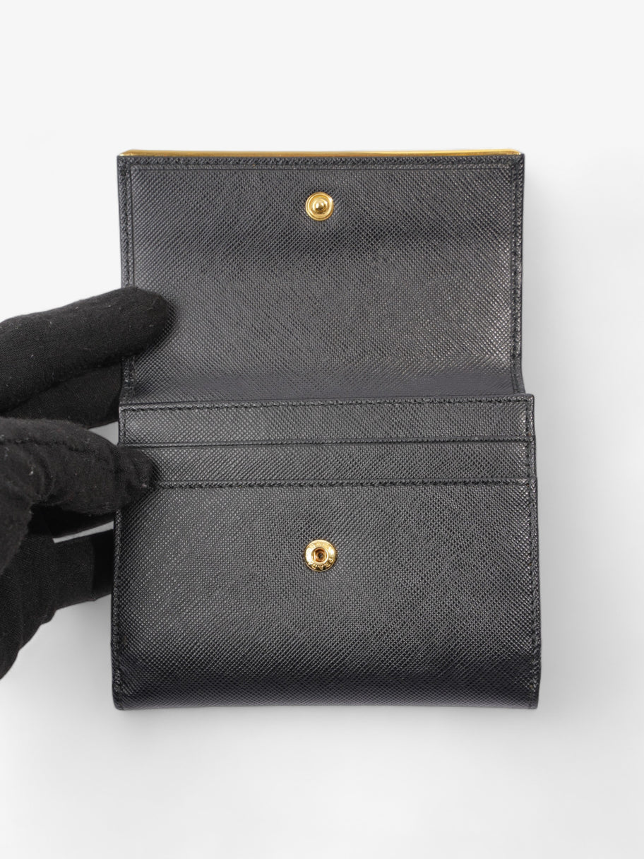 Compact Wallet Black Saffiano Leather Image 7