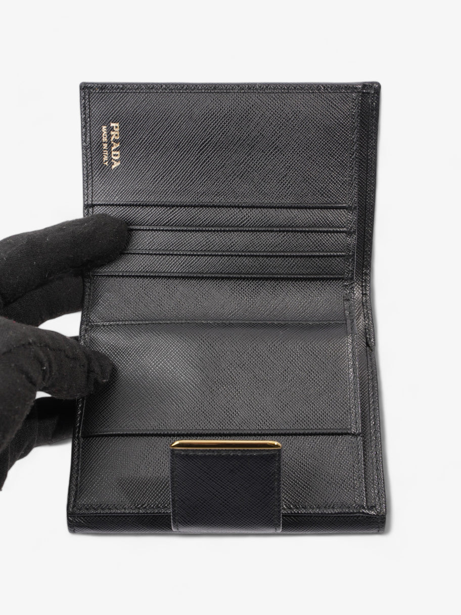Compact Wallet Black Saffiano Leather Image 8