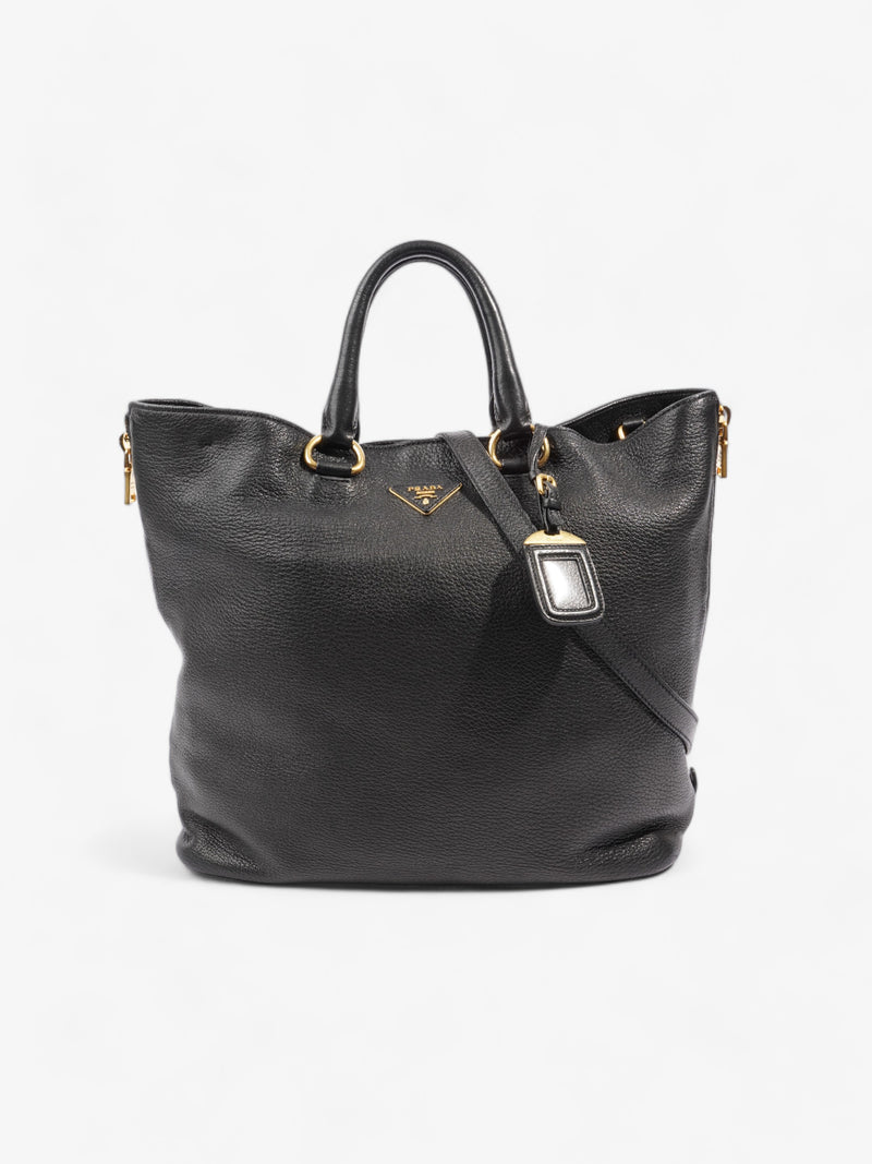  Shopping Tote Black Leather