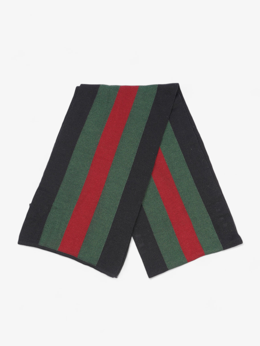 Classic Stripe Scarf Navy / Red / Green Wool Image 1