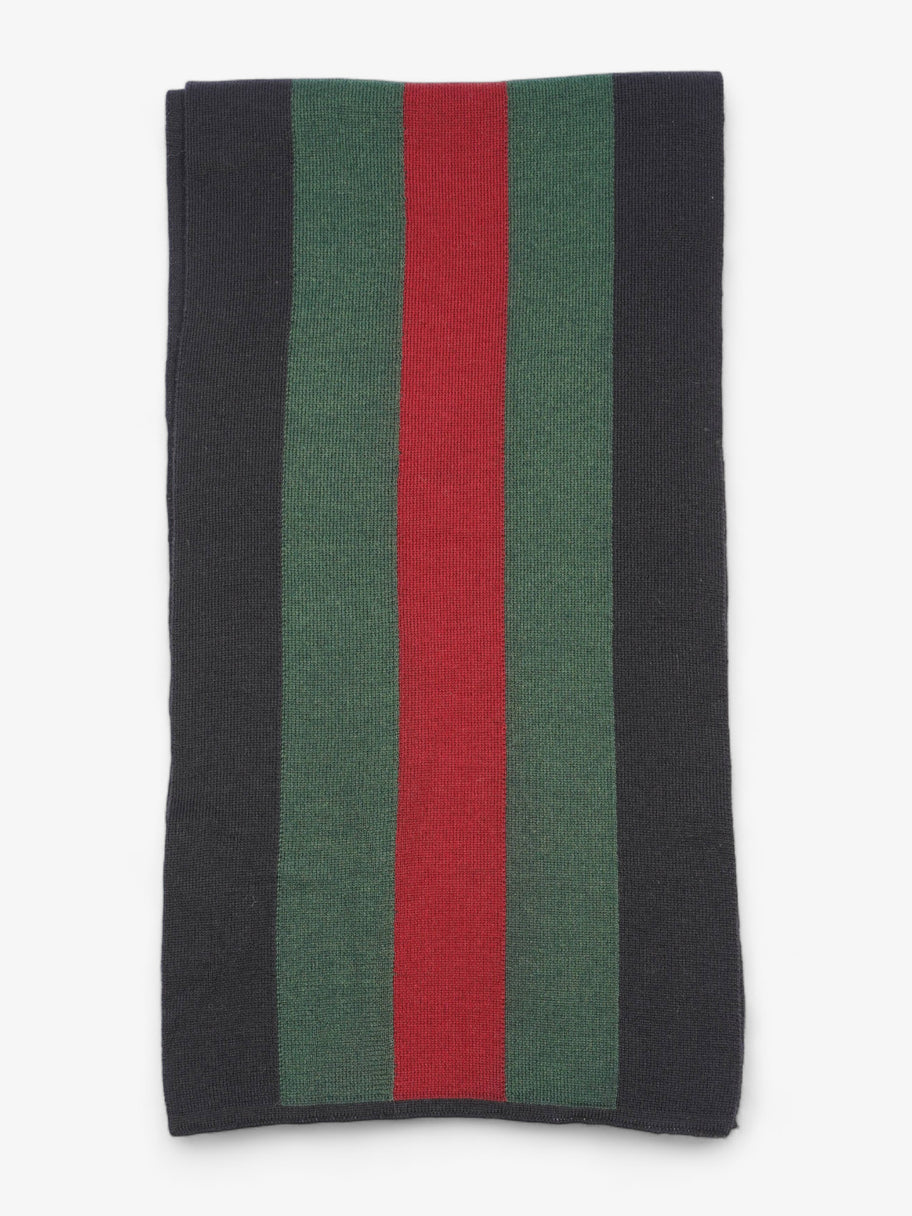 Classic Stripe Scarf Navy / Red / Green Wool Image 2