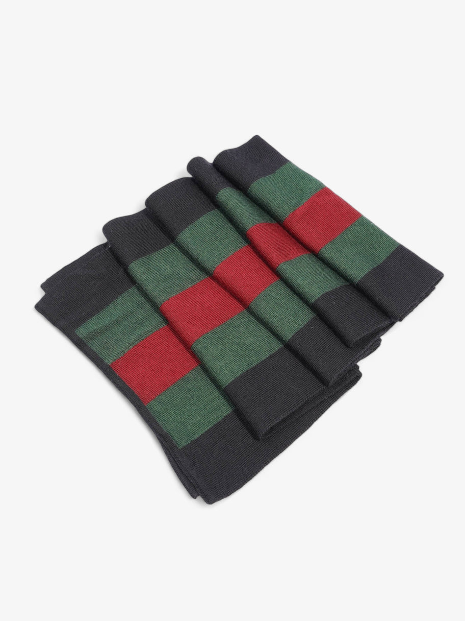 Classic Stripe Scarf Navy / Red / Green Wool Image 4