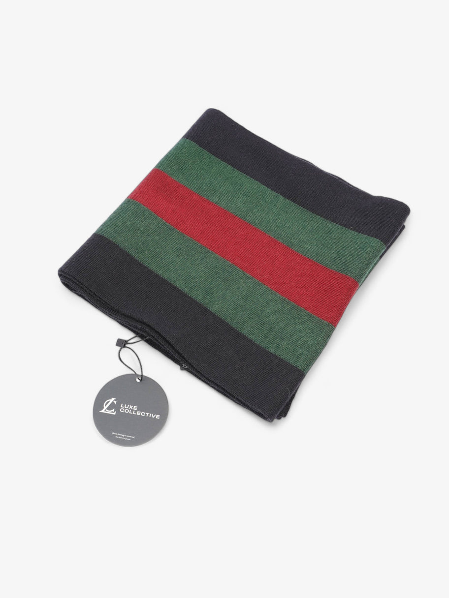 Classic Stripe Scarf Navy / Red / Green Wool Image 6