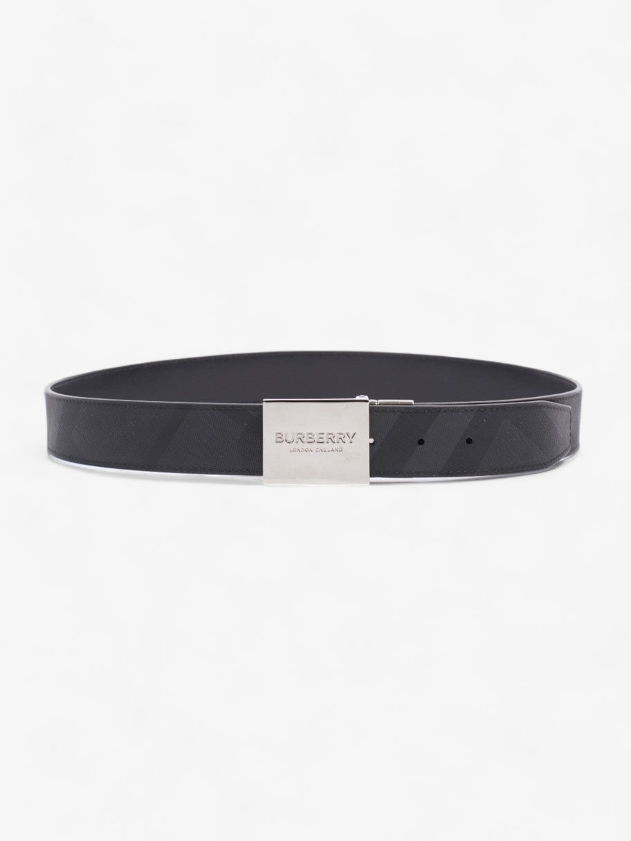 Plaque Buckle Belt Black / Dark Charcoal Leather 95cm 38