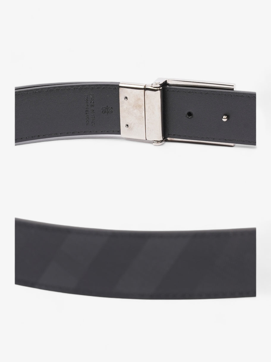 Plaque Buckle Belt Black / Dark Charcoal Leather 95cm 38