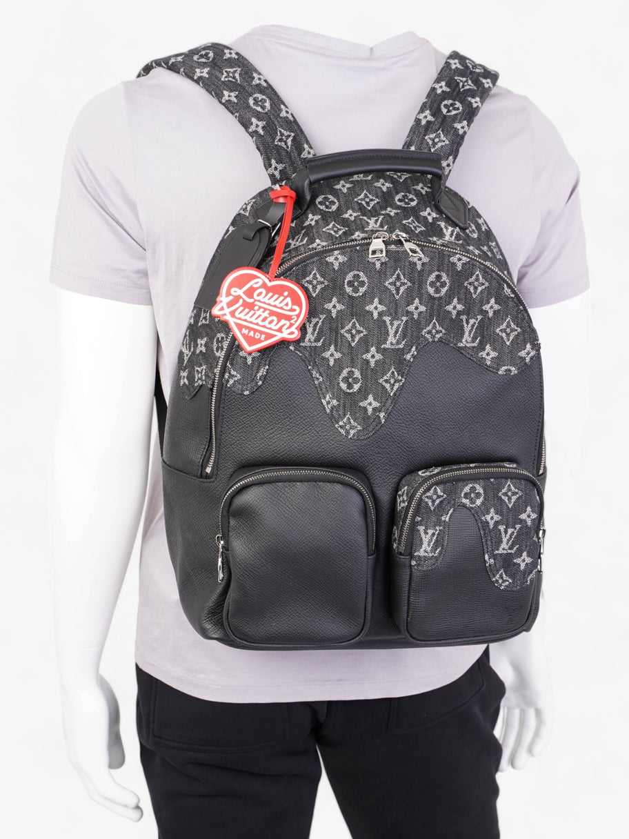 Nigo Multi Pocket Backpack Black Monogram Denim Taurillon Leather Image 2