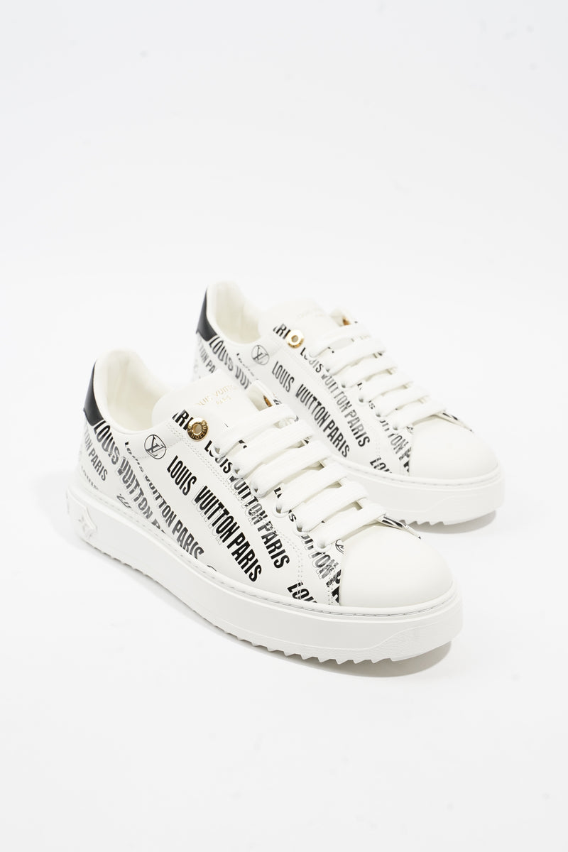  Time Out Sneaker White / Black Logo All Over Leather EU 38.5 UK 5.5
