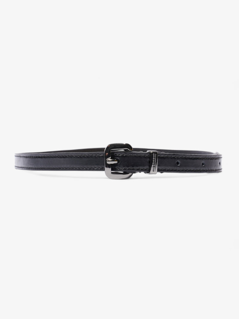  Thin Buckle Belt Black Patent Leather 86cm