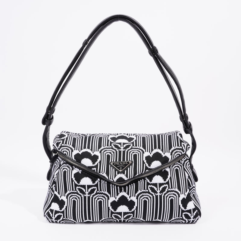  Signaux Jacquard Shoulder Bag Black / White Fabric