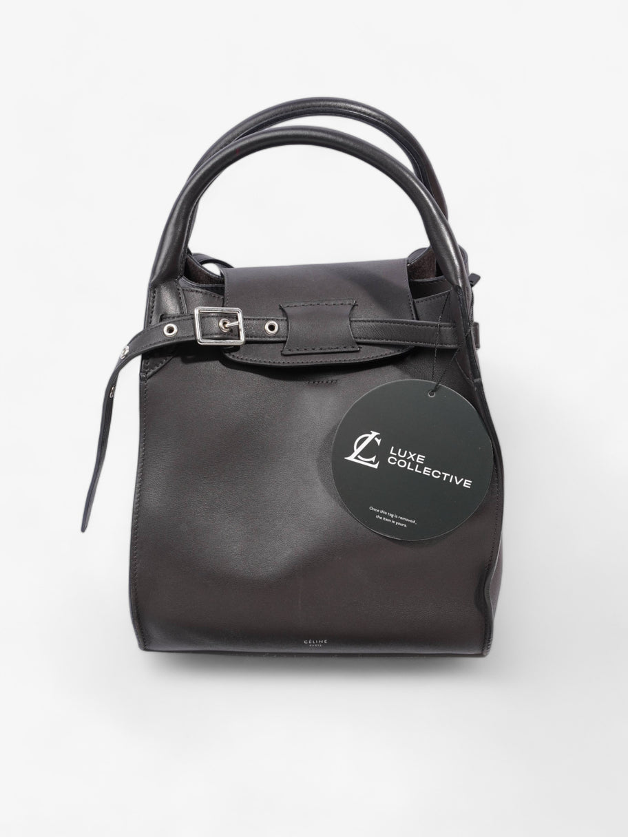 Small Big Bag With Long Strap Dark Grey Calfskin Leather Image 10