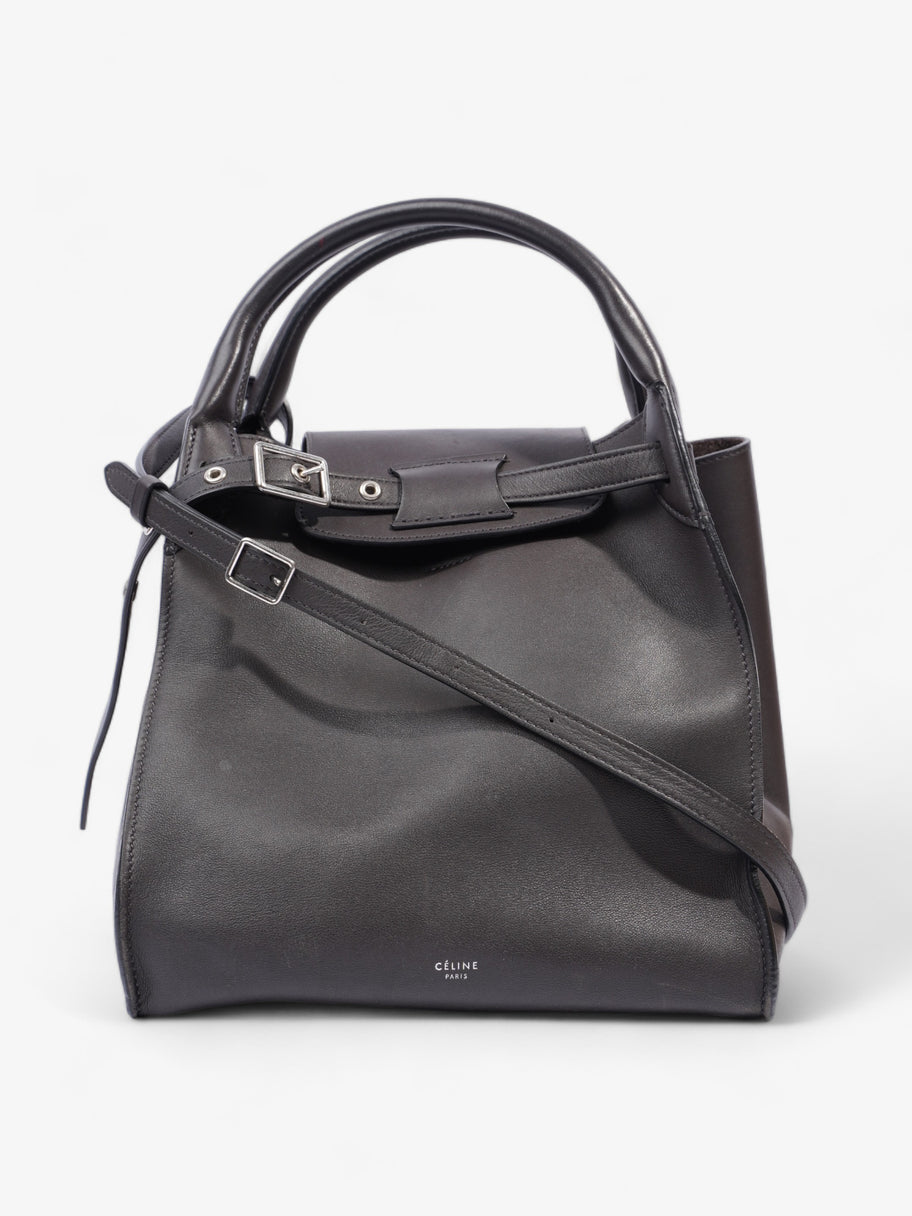 Small Big Bag With Long Strap Dark Grey Calfskin Leather Image 1