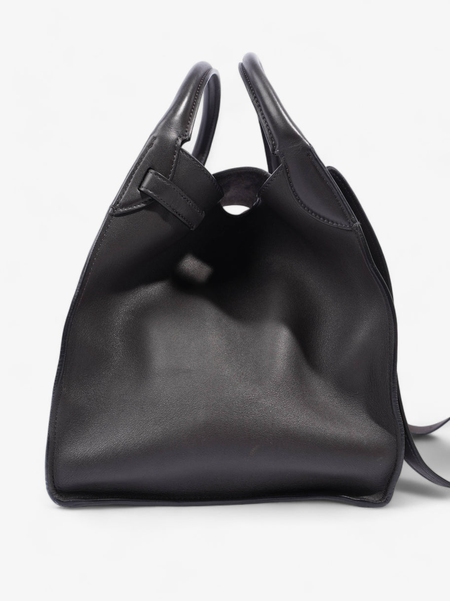 Small Big Bag With Long Strap Dark Grey Calfskin Leather Image 4