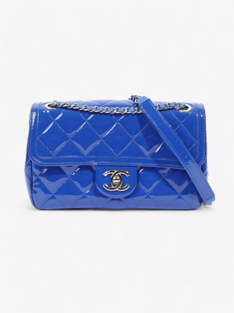  Quilted Small Flap Blue Patent Leather