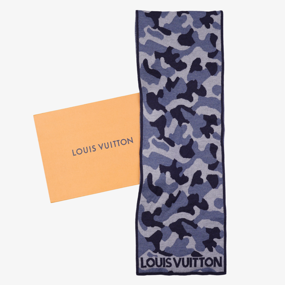 Louis Vuitton Mens Camo Scarf Black / Blue / Grey – Luxe Collective
