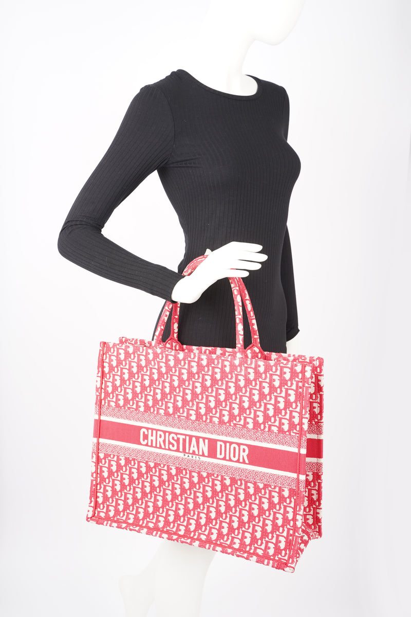 Christian Dior Womens Book Tote Bag Red White Large – Luxe Collective