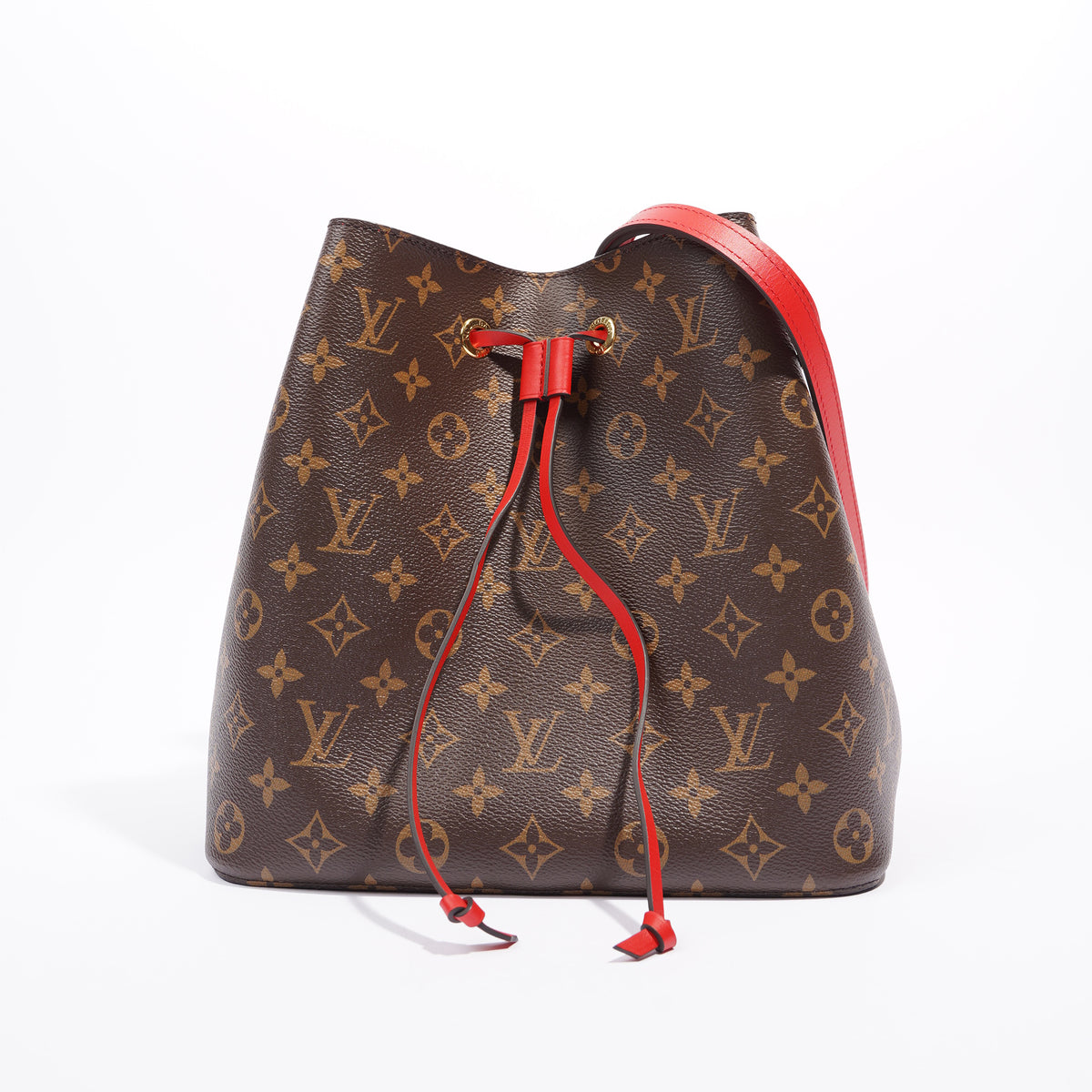 Louis Vuitton Shoulder Bag Neonoe Brown Red Coquelicot Monogram