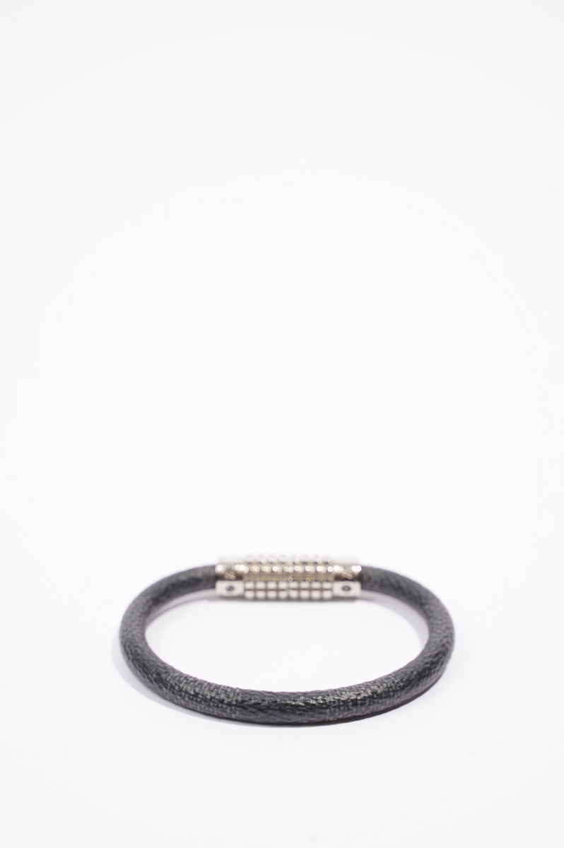 Louis Vuitton Men Digit Bracelet Size 21 Black Grey Silver Damier