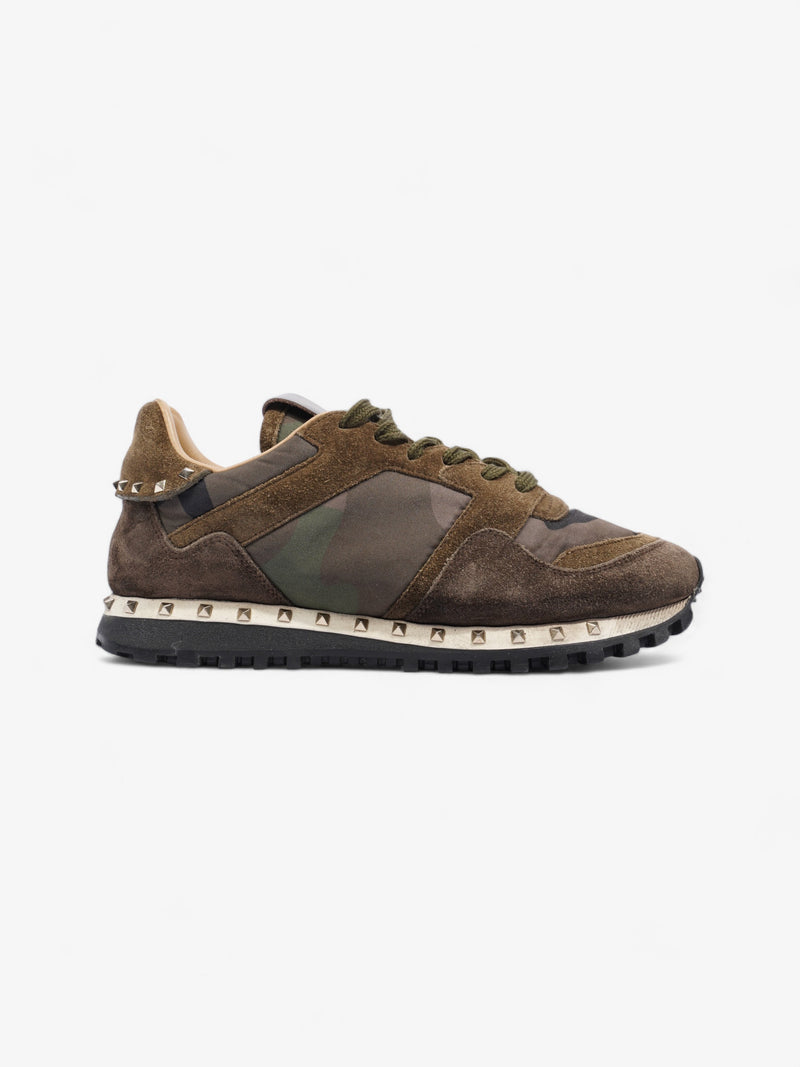  Valentino Rockstud Runner Khaki Camo Suede EU 37 UK 4