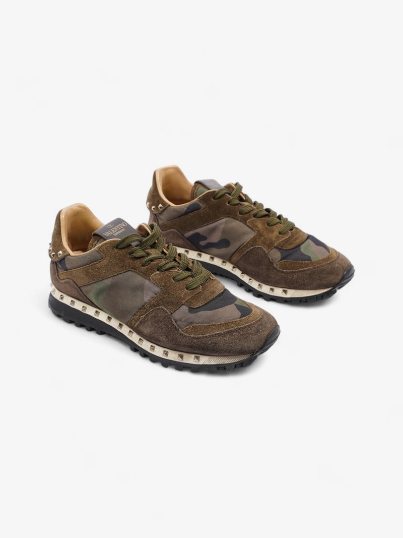  Valentino Rockstud Runner Khaki Camo Suede EU 37 UK 4