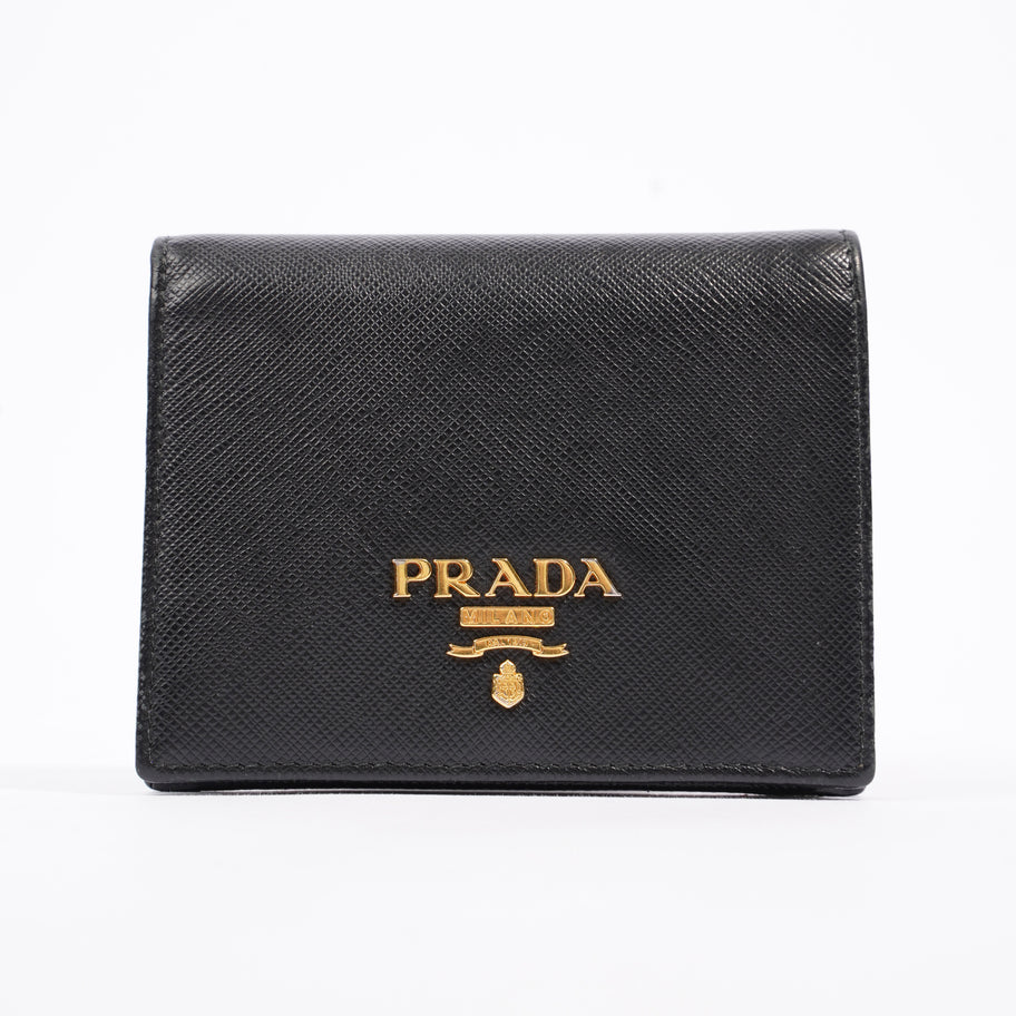 Compact Wallet Black Saffiano Leather Image 1