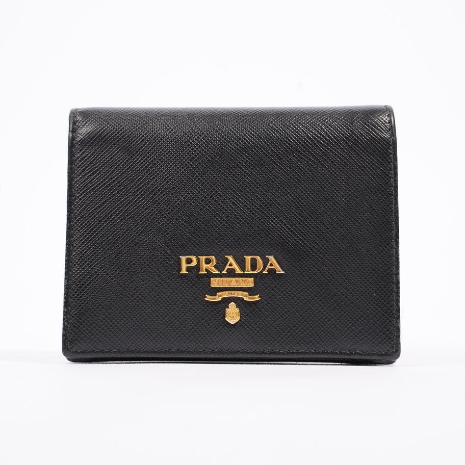 Prada Compact Wallet Black Saffiano Leather Image 1