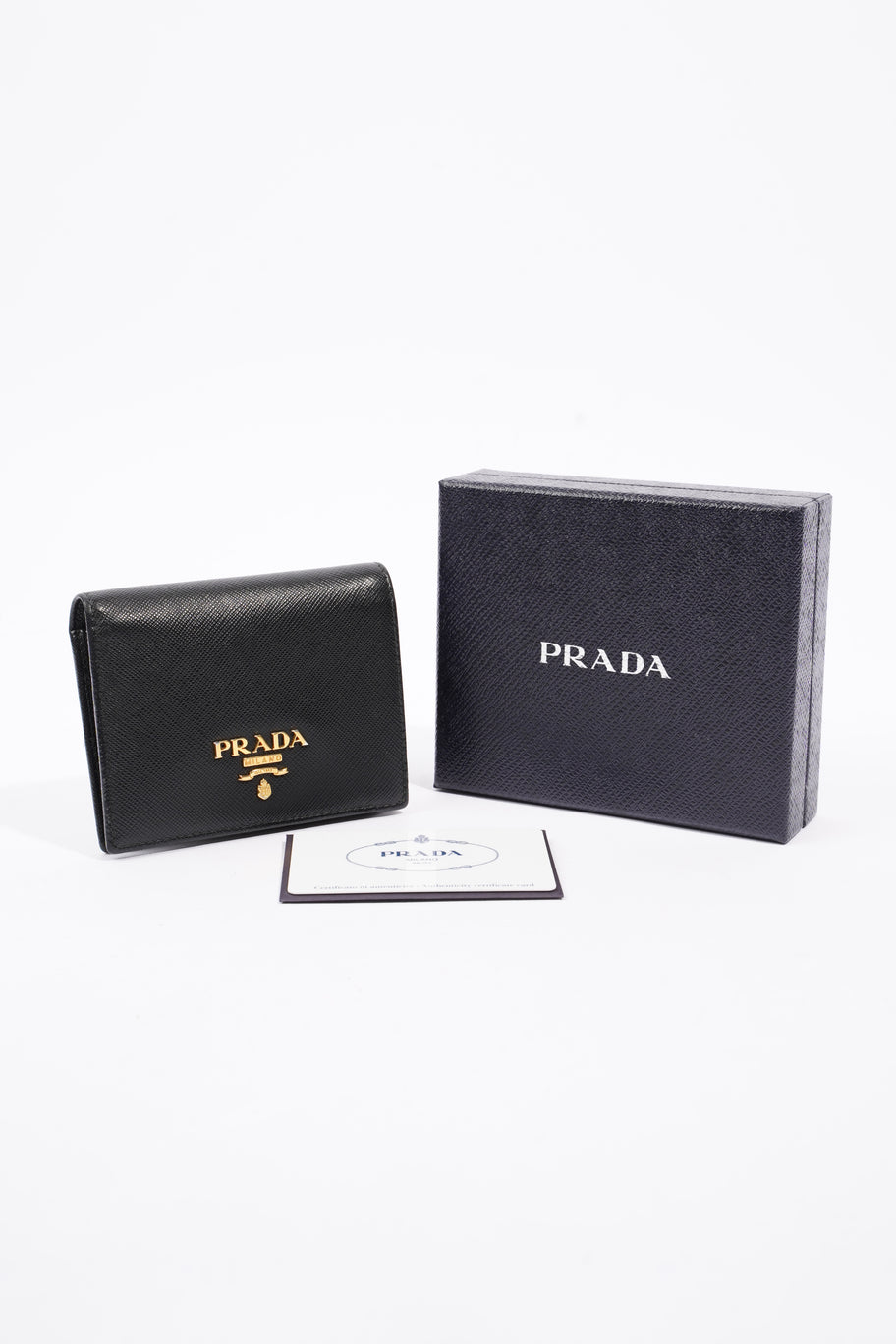 Compact Wallet Black Saffiano Leather Image 6
