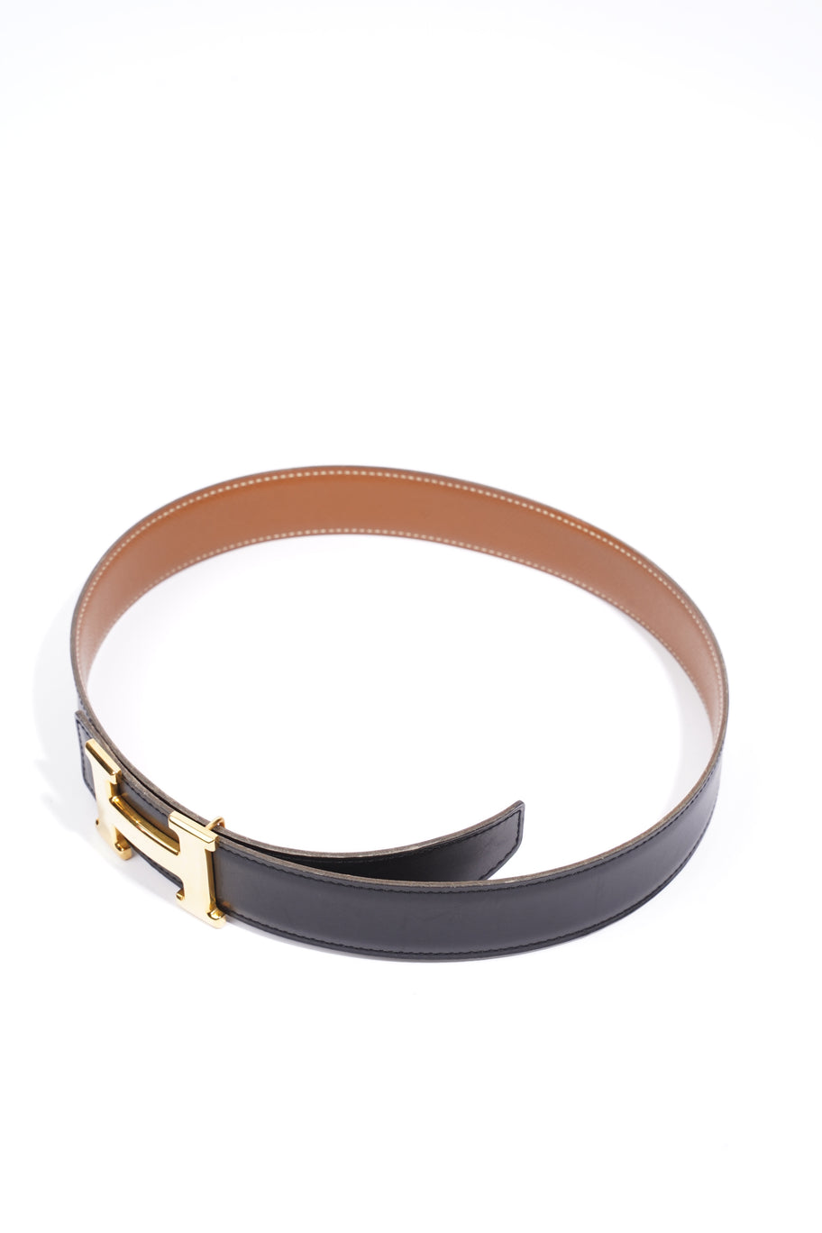 Hermes H Belt Black / Tan Leather 70cm 28