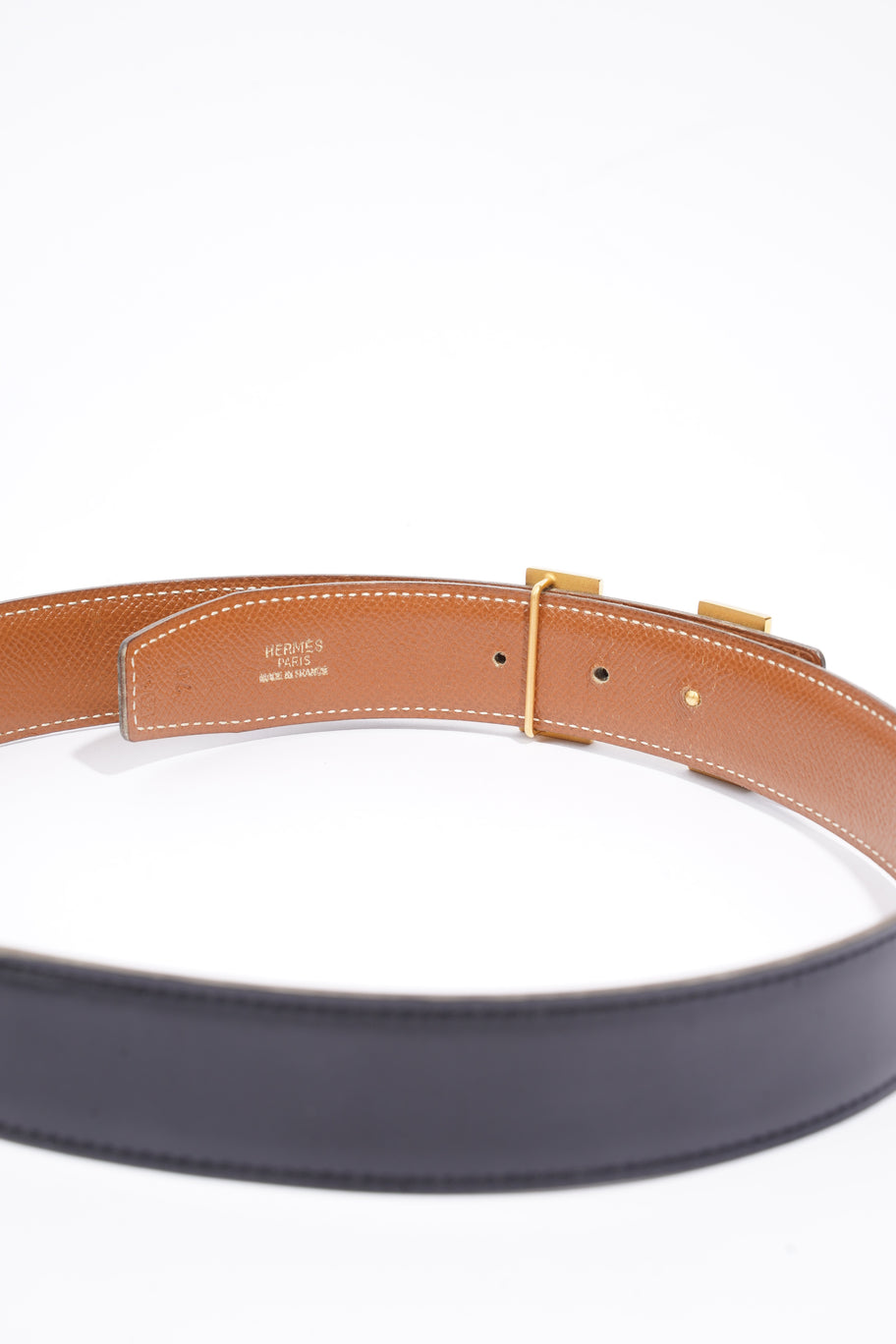 Hermes H Belt Black / Tan Leather 70cm 28