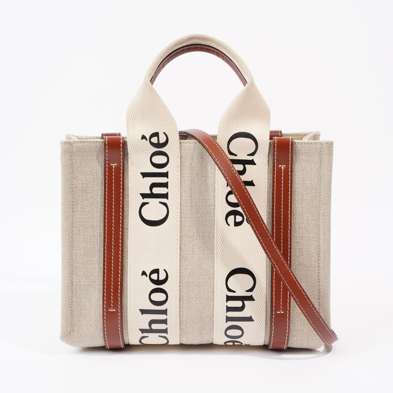  Chloe Woody Tote Beige / Brown Cotton Small