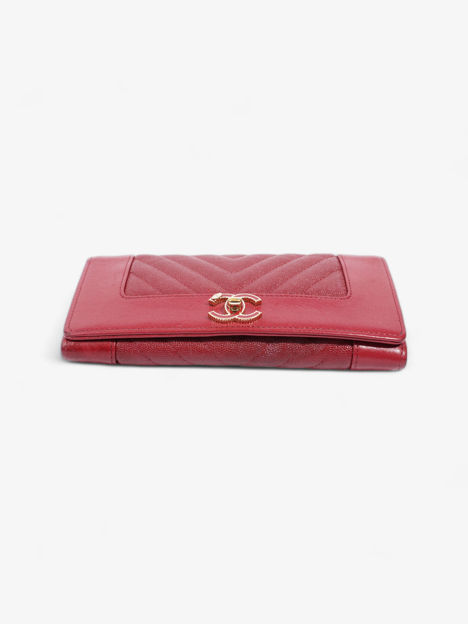 Chanel Mademoiselle Long Wallet Red Caviar Leather Image 5