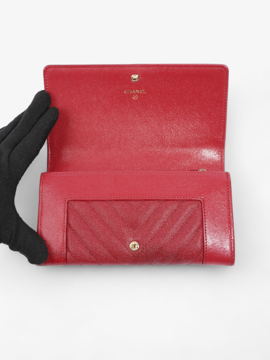 Chanel Mademoiselle Long Wallet Red Caviar Leather Image 6